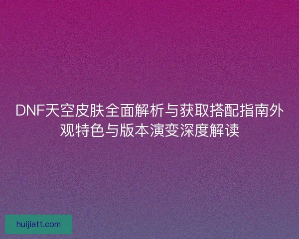 DNF天空皮肤全面解析与获取搭配指南外观特色与版本演变深度解读