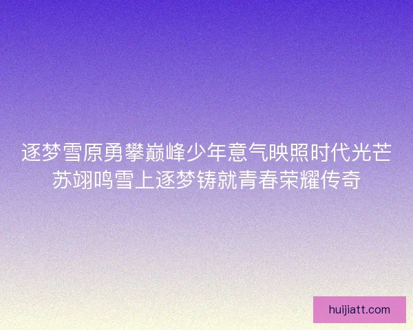 逐梦雪原勇攀巅峰少年意气映照时代光芒苏翊鸣雪上逐梦铸就青春荣耀传奇
